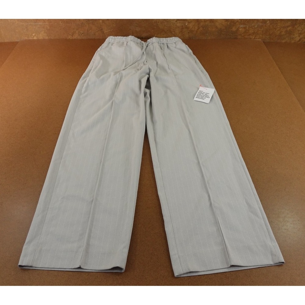 ASOS Design Mens Small Light Grey Pinstripe‎ Pull On Smart Wide Leg Pants NWT